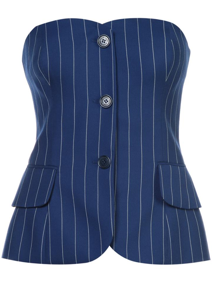 Ralph Lauren Collection Pinstripe Corset Top - Blue