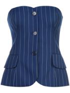 Ralph Lauren Collection Pinstripe Corset Top - Blue