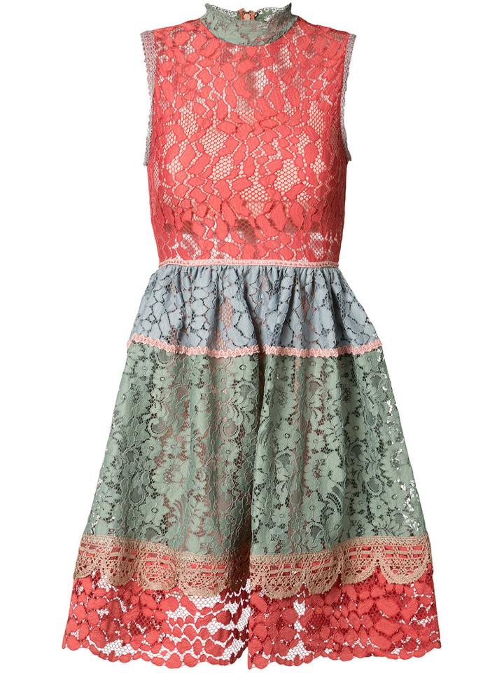 Alexis - Lace Skater Dress - Women - Polyester/spandex/elastane/acetate/polyimide - S, Pink/purple, Polyester/spandex/elastane/acetate/polyimide