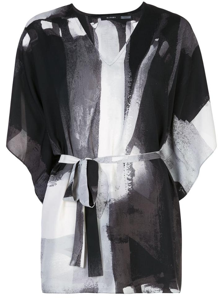 Natori Printed Kaftan Top - Black