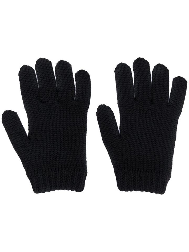 Prada Lightning Bolt Knitted Gloves - Black