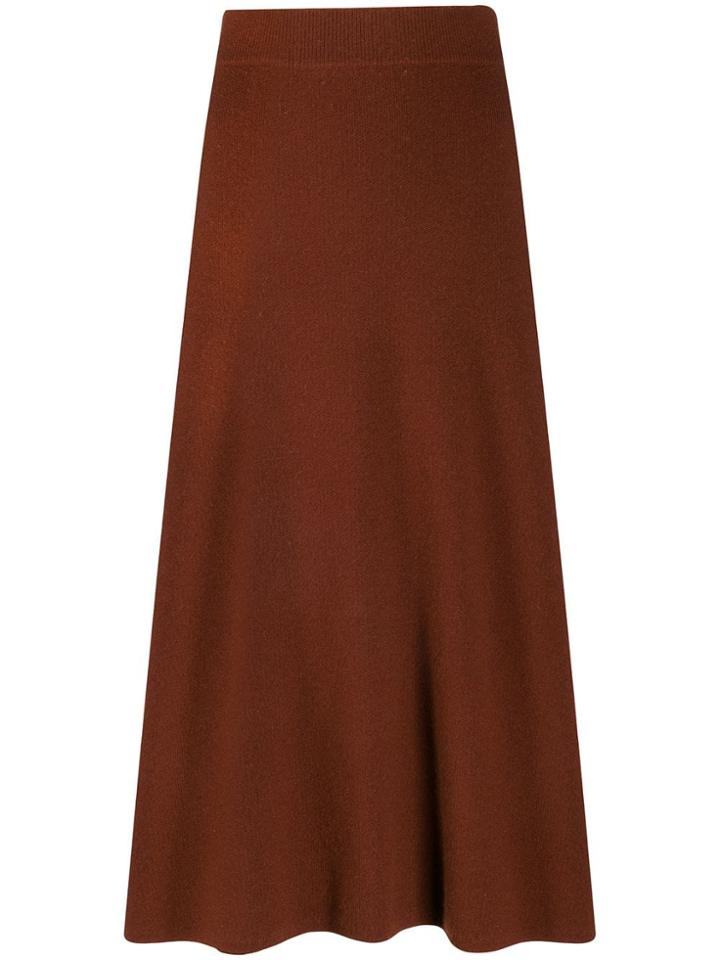 Yves Salomon Knitted Midi Skirt - Orange