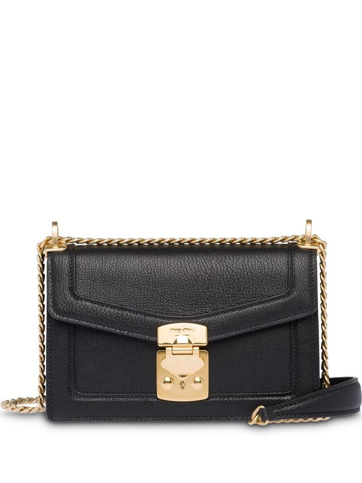 Miu Miu Miu Confidential Madras Leather Bag - Black