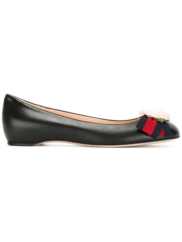 Gucci Web Trim Corsage Ballerinas - Black