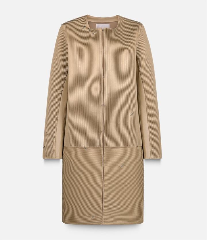 Christopher Kane Leather Corrugated Collarless Coat
