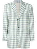 Versace Vintage Plaid Creased Blazer - White
