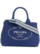 Prada Logo Print Tote Bag - Blue
