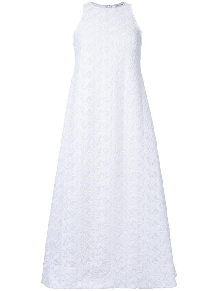 Scanlan Theodore Embroidered Panel Flared Dress, Women's, Size: 6, White, Polyester