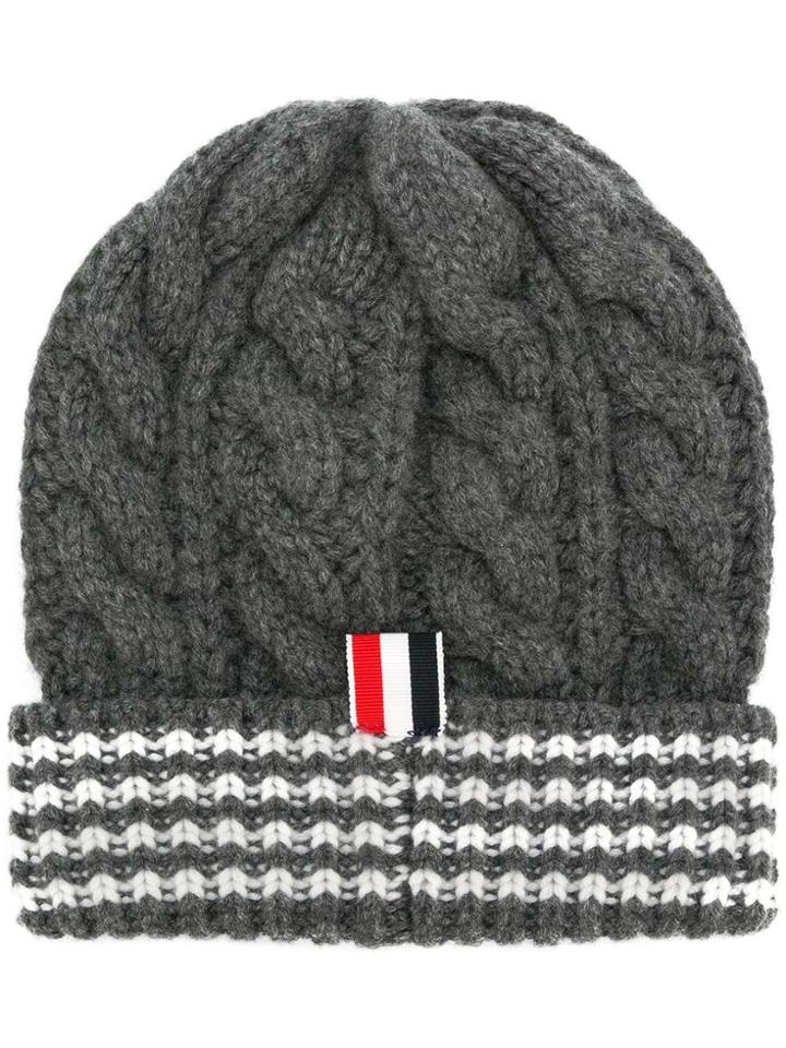 Thom Browne Chunky Cable Cashmere Hat - Grey