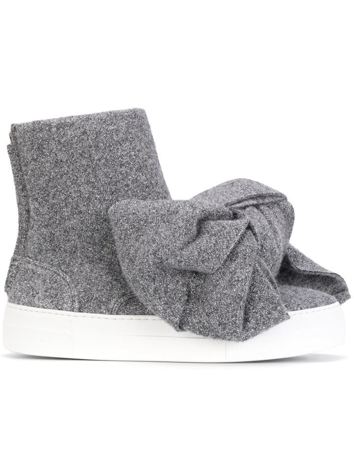 Joshua Sanders Bow Detail Lurex Boots - Grey