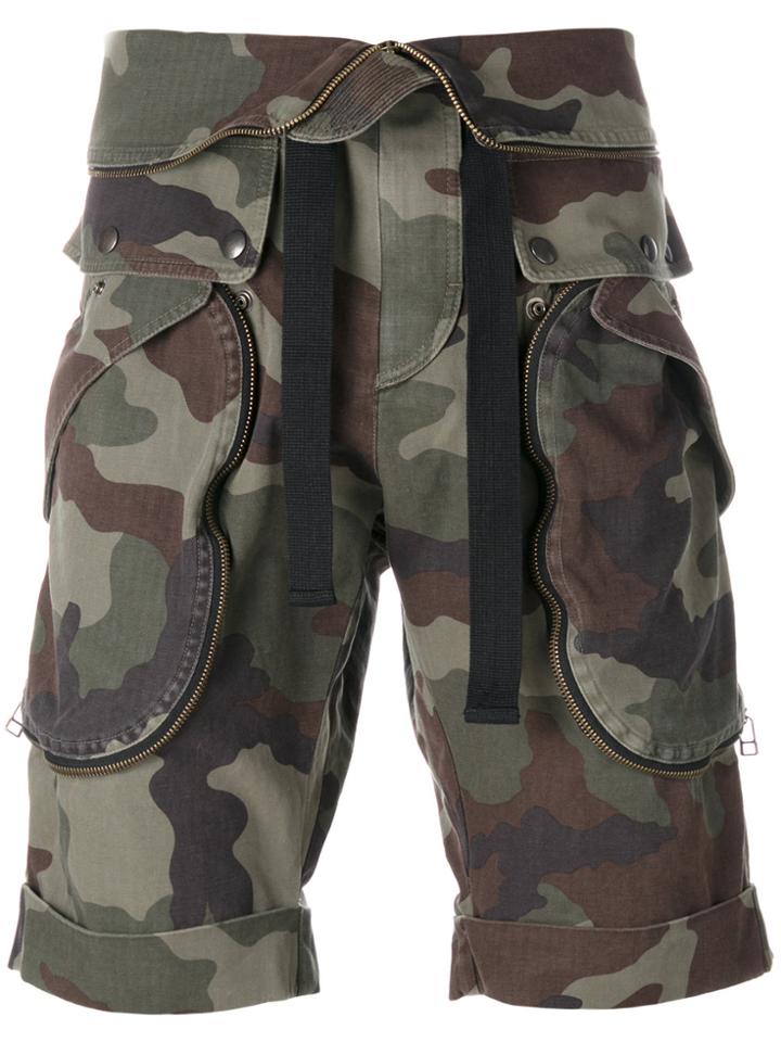 Faith Connexion Camouflage Bermuda Shorts - Green