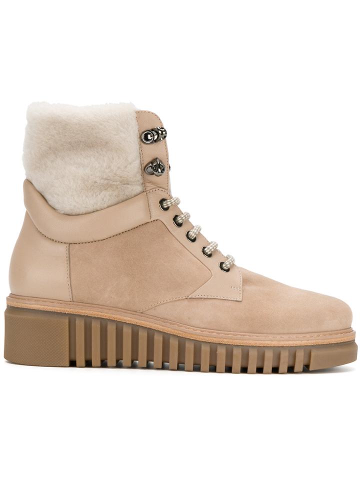 Loriblu Wedge Fur Boots - Nude & Neutrals