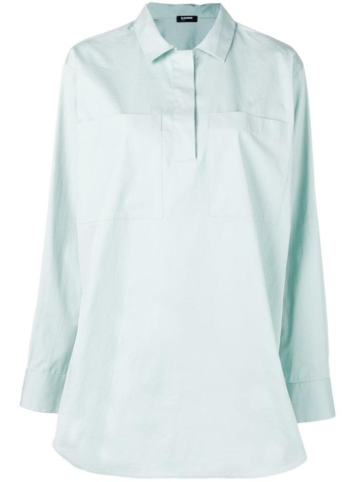 Jil Sander Navy Oversized Blouse - Blue