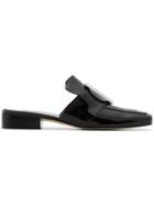 Dorateymur Black Petrol Shadow Patent Leather Backless Loafers