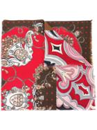 Coach Printed Scarf, Women's, Red, Wool