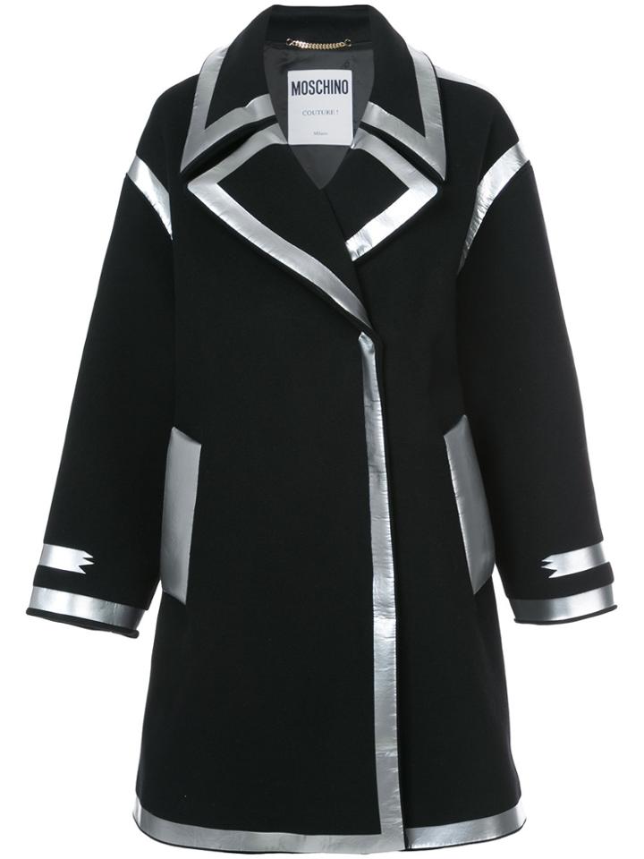Moschino Metallic Trimmed Coat - Black