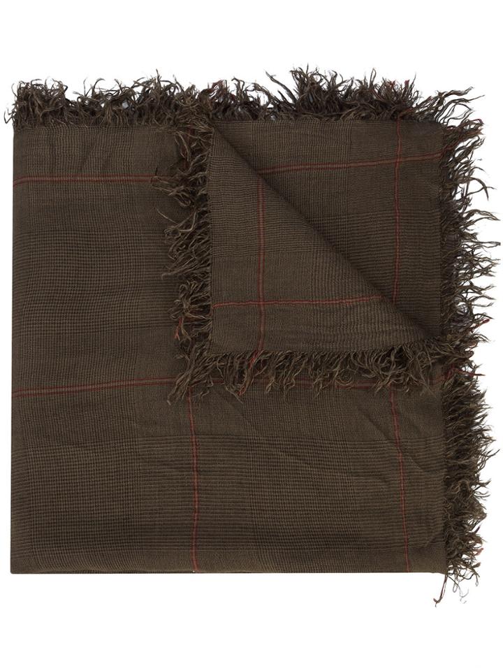 Faliero Sarti Checked Frayed Edge Scarf - Brown
