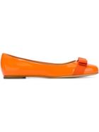 Salvatore Ferragamo Varina Ballerinas, Women's, Size: 8, Yellow/orange, Calf Leather/leather