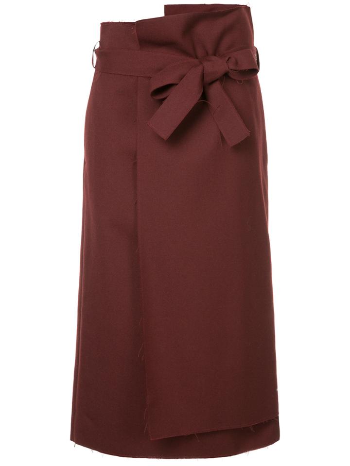 Astraet Raw Hem Wrap Skirt - Red