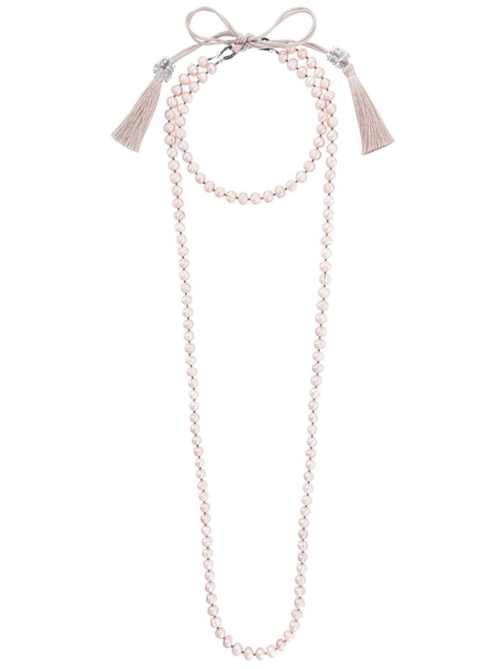 Night Market Faux Pearl Layered Necklace - Pink & Purple