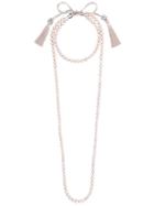 Night Market Faux Pearl Layered Necklace - Pink & Purple