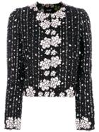 Giambattista Valli Boucle Flower Trim Jacket - Black