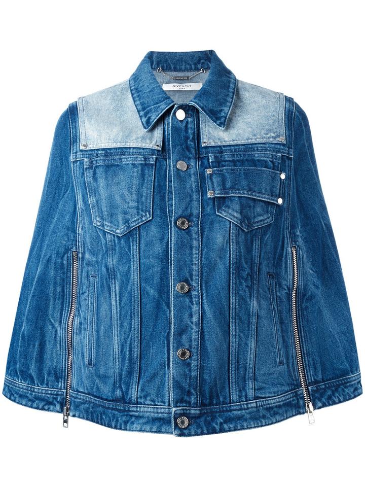 Givenchy - Short Denim Cape - Women - Cotton - 36, Women's, Blue, Cotton