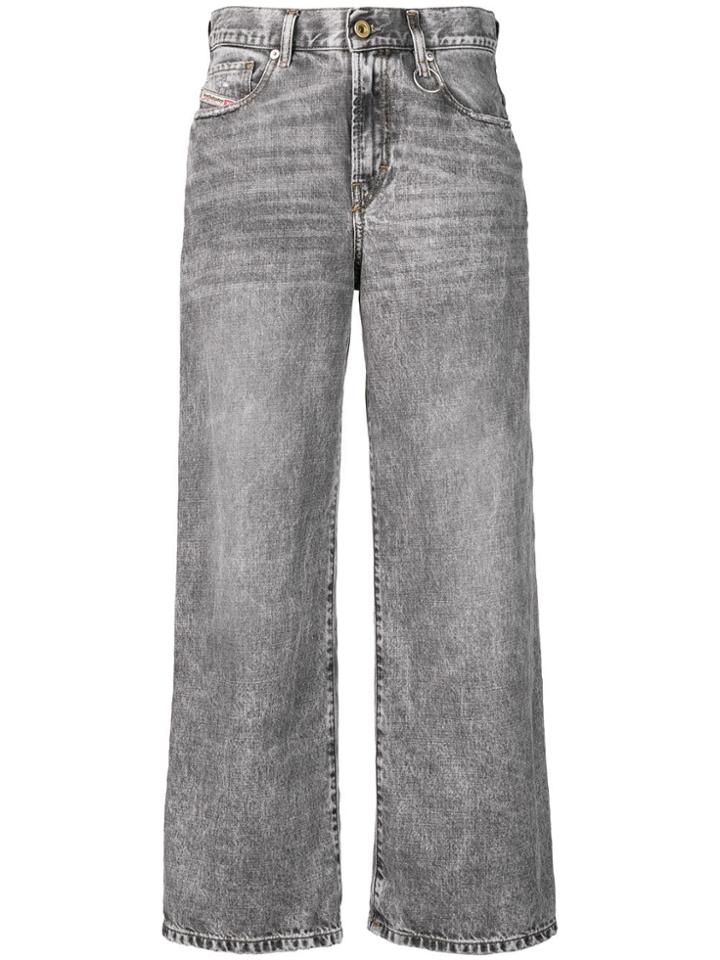Diesel Bleach Washed Wide Jeans - Grey