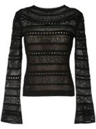 Oscar De La Renta Lace-stitch Sweater - Black