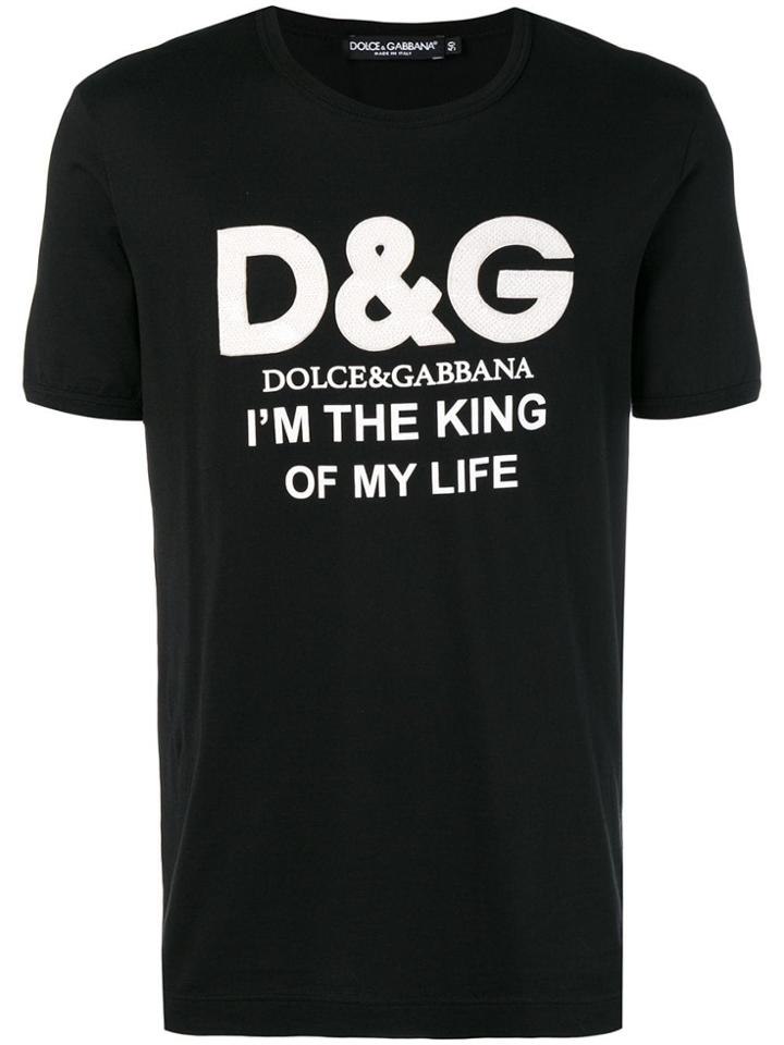 Dolce & Gabbana Logo Print Slogan T-shirt - Black