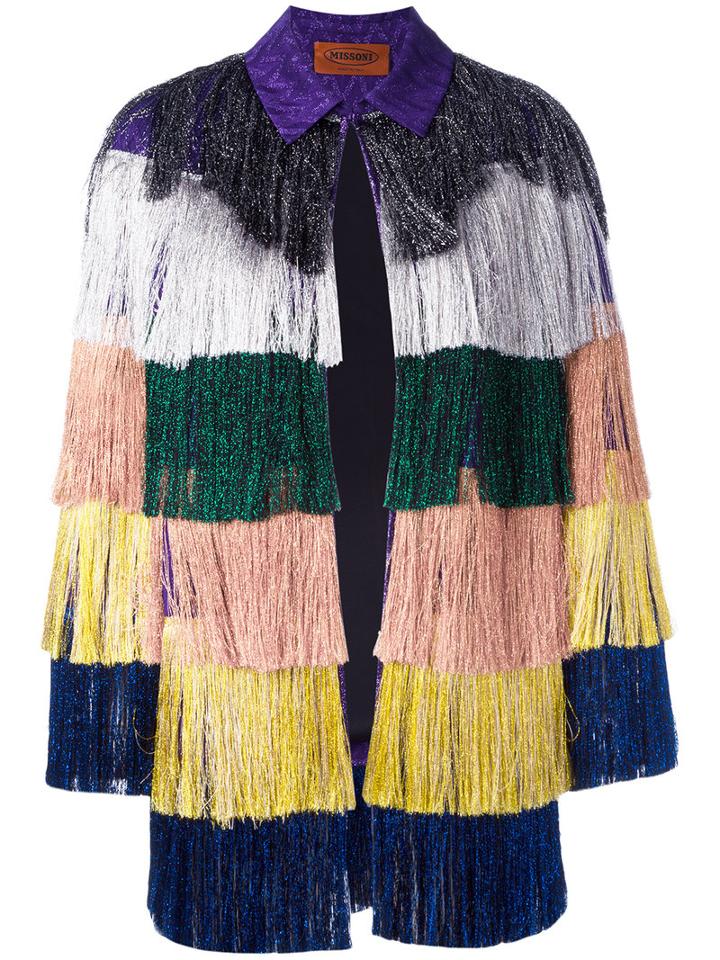 Missoni Glittery Fringed Jacket, Women's, Size: 38, Viscose/cupro/polyester/silk