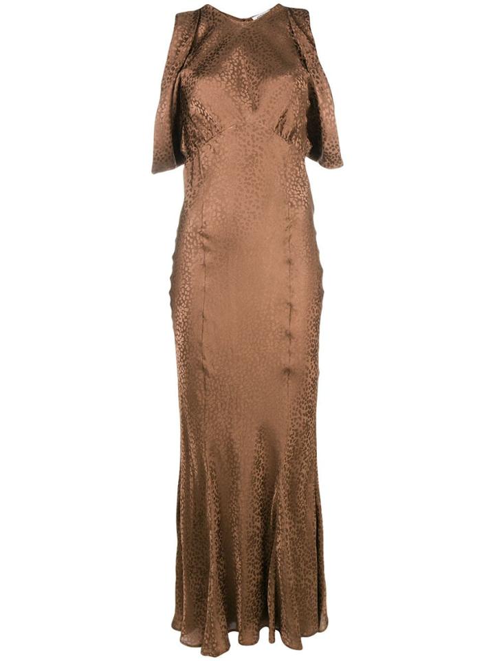 Attico Pattern Flared Maxi Dress - Brown