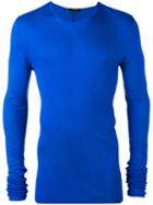 Unconditional - Ribbed Long Sleeve T-shirt - Men - Rayon - Xs, Blue, Rayon