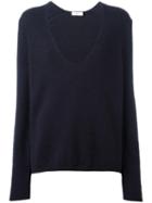 Closed V-neck Jumper, Women's, Size: Large, Blue, Nylon/alpaca/wool