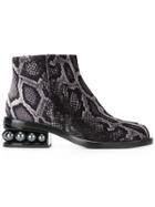 Nicholas Kirkwood 35mm Casati Snake-effect Ankle Boots - Grey