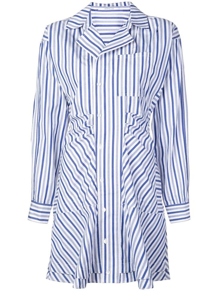 Derek Lam 10 Crosby Long Sleeve Ruffle Placket Shirtdress - Blue