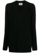 Be Blumarine V-neck Cable Knit Sweater - Black