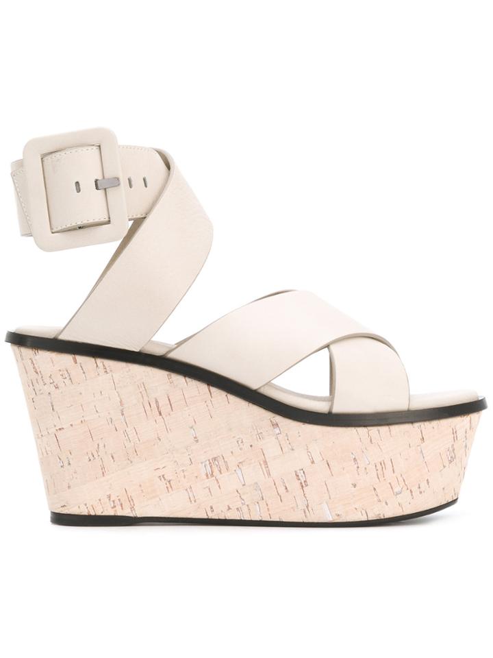 Barbara Bui Crossover Wedge Sandals - Nude & Neutrals