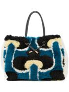 Marni Portrait Print Shearling Tote Bag - Multicolour