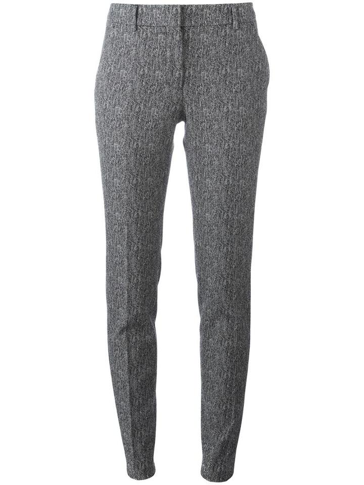 Incotex Herringbone Tailored Skinny Trousers, Women's, Size: 42, Black, Cotton/polyester/spandex/elastane/viscose