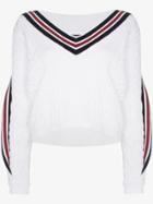 Y / Project V-neck Twisted Trim Chunky Knitted Jumper - White
