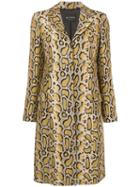Etro Snakeskin-print Fitted Coat - Yellow