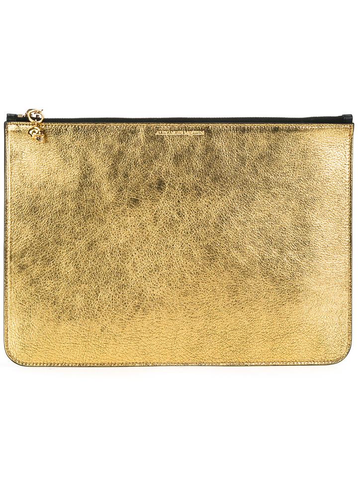 Alexander Mcqueen - Skull Charm Clutch - Women - Leather - One Size, Women's, Grey, Leather
