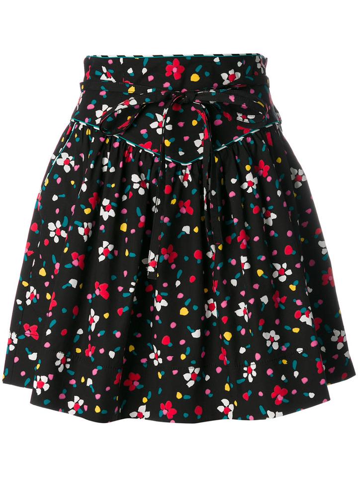 Marc Jacobs - Painted Flower Print Skirt - Women - Silk/cotton/spandex/elastane - 2, Black, Silk/cotton/spandex/elastane