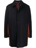 Ps Paul Smith Contrast Single-breasted Coat - Black