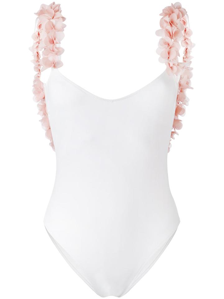 La Reveche - Petals Applique Swimsuit - Women - Polyamide/spandex/elastane - L, White, Polyamide/spandex/elastane
