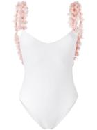 La Reveche - Petals Applique Swimsuit - Women - Polyamide/spandex/elastane - L, White, Polyamide/spandex/elastane