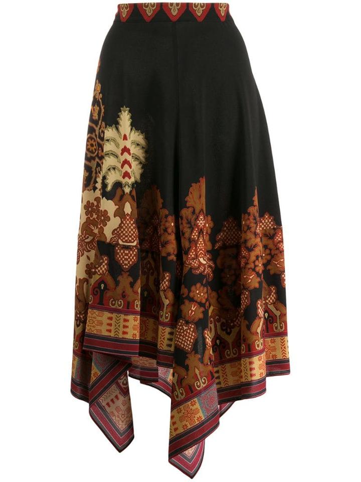 Etro Asymmetric Print Skirt - Black