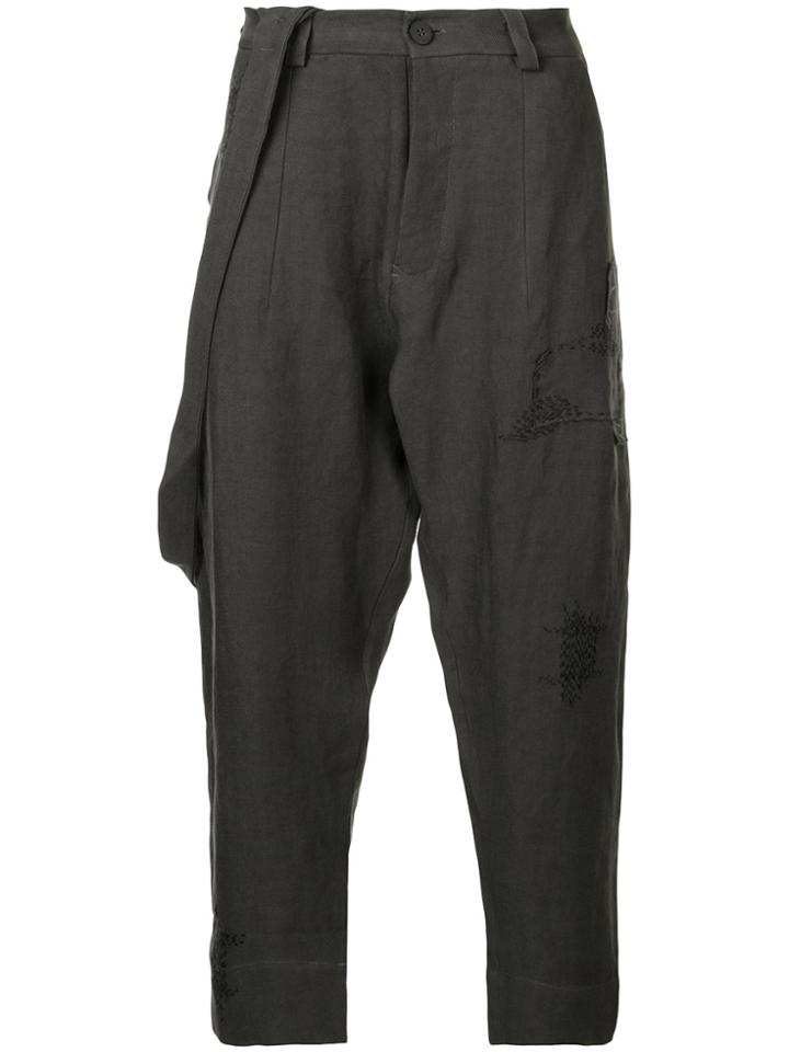 Isabel Benenato One Suspender Cropped Trousers - Grey