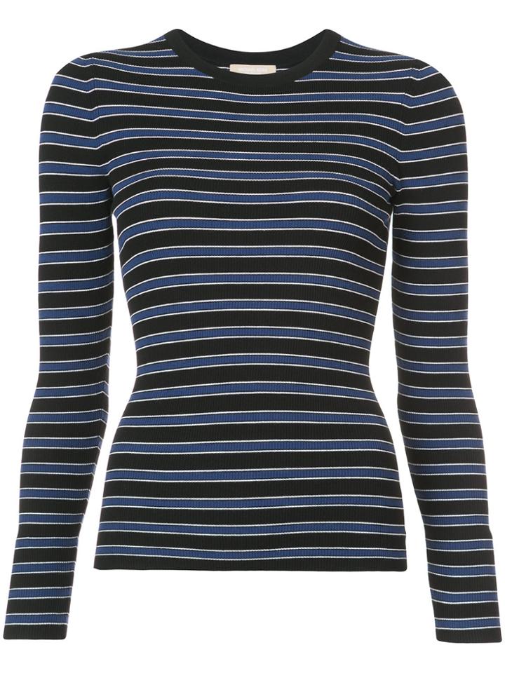 Michael Kors Collection Multi-stripe Jersey Top - Black